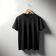 black t shirt on hangers