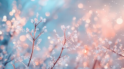 Naklejka premium Dreamy Winter Wonderland: Unusual Christmas Backdrop with Soft Snowfall and Icy Serenity