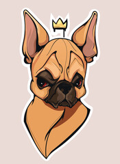 A colorful vector portrait of a French Bulldog. When a lazy couch potato becomes a work of art.