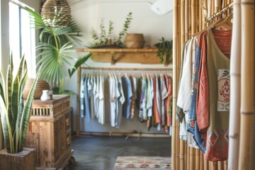Modern Eco-Friendly Fashion Boutique with Bamboo Garments for Sustainable Style Concepts