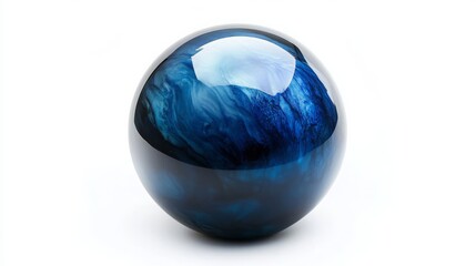Nacreous blue ball, a luxury decorative sphere on white.