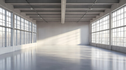 Obraz premium 3d render illustration of a liminal space industrial empty room. Liminal. Illustration