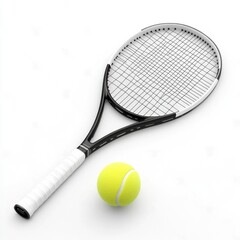 Realistic White Tennis Sphere Isolated on White Background - 3D Rendering of a Modern Sports Object