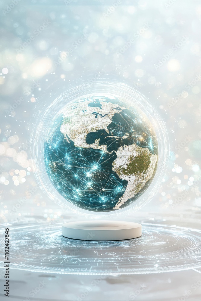 Aufkleber a digital globe showcasing interconnected global networks and bright lights symbolizing technology a