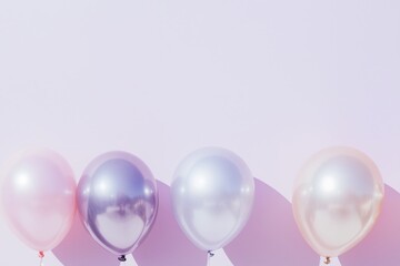 pastel color balloons on a pastel purple background
