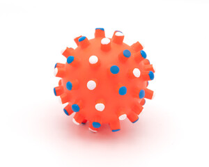 Bright Spiky Rubber Toy Ball on White Background