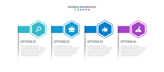 Horizontal progress bar featuring 4 arrow-shaped elements, symbolizing the four stages of business strategy and progression. Clean timeline infographic design template. Vector for presentation