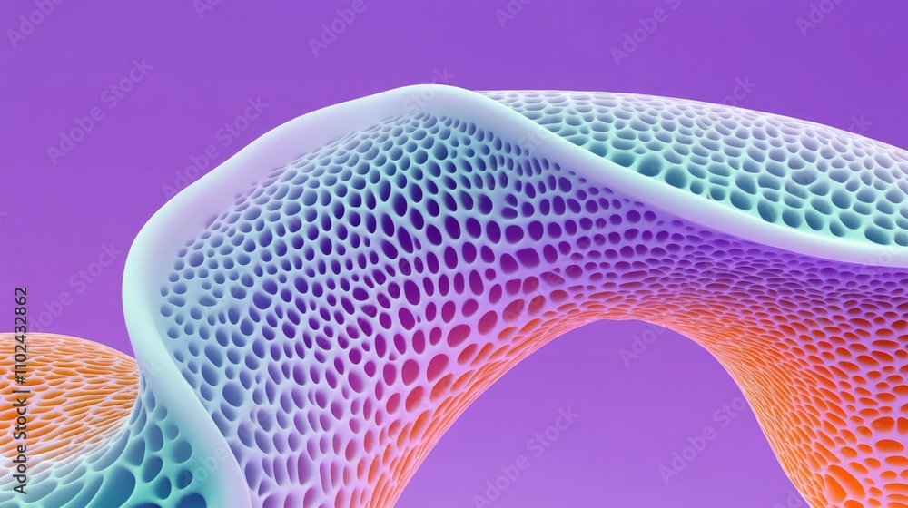 Poster abstract organic structure with vibrant gradient and honeycomb pattern