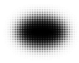 A view of a black oval shape featuring a halftone effect.