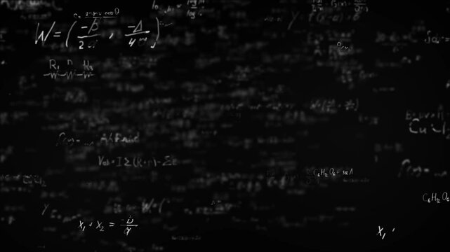 An abstract artistic representation of mathematical equations and symbols on a textured dark background - Powered by Adobe