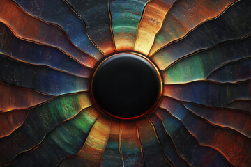 Fototapeta premium Colorful Abstract Sunburst with Central Black Orb