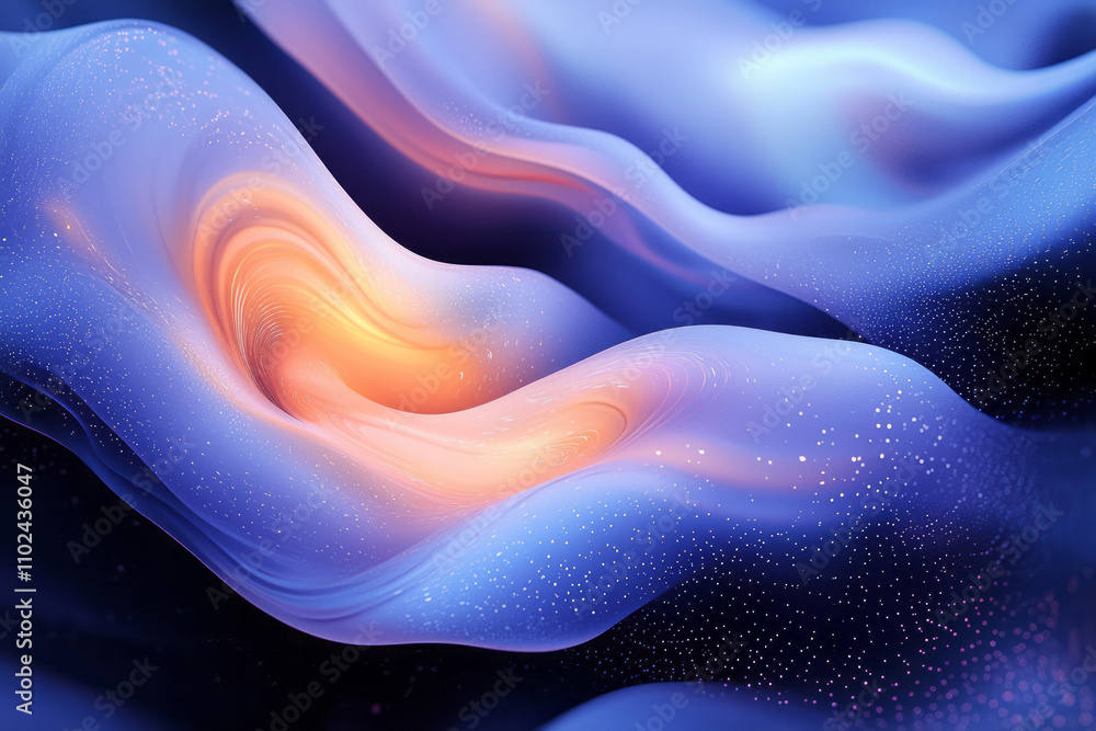 Poster abstract gradient flow with spheres in soft pastel tones