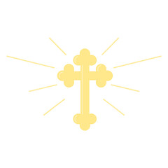 Cross with Golden Rays Vector Illustration