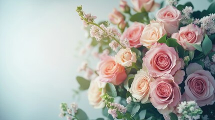 Stunning Floral Arrangement: Exquisite Wedding Bouquet with Elegant Pink Roses on White Background