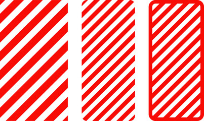 Obraz premium Attention, danger or caution sign. Various white and red warning signs with diagonal lines stripes. Danger zone background