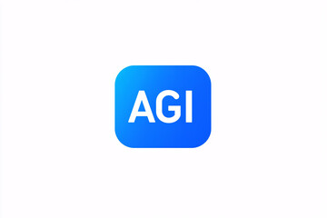 a minimalist AGI logo with a gradient blue background and bold white text creating a clean and modern design
