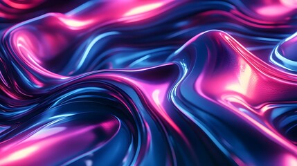 Obraz premium Abstract distorted wave patterns in pink-blue neon color