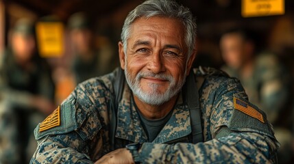 Fototapeta premium Veteran participates in a support group while holding hands with fellow members outdoors