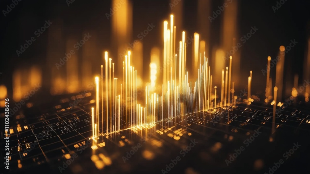 Poster abstract digital visual representation of financial data in gold