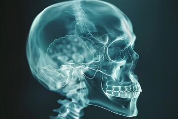 Detailed Human Skull X-Ray Scan for Medical and Educational Use