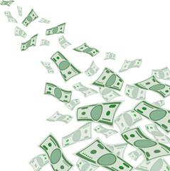 Falling dollar banknote. Money cash bills flying