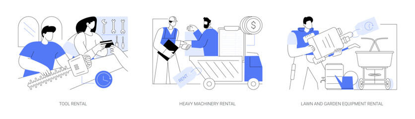 Equipment rentals isolated cartoon vector illustrations se