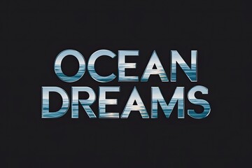 Fototapeta premium Stylish Ocean-Themed Typography with Textural Waves and Deep Blue Hues