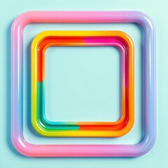 square shaped frame with rainbow colored paint
