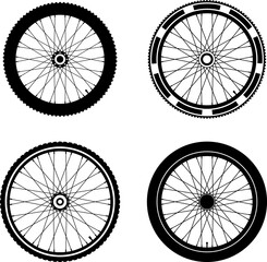 Fototapeta premium Bike Bicycle wheel vector icon. Bicycle wheel symbol. Bike rubber. Mountain tyre. Valve. Fitness cycle. Motor Bike.