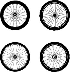 Fototapeta premium Bike Bicycle wheel vector icon. Bicycle wheel symbol. Bike rubber. Mountain tyre. Valve. Fitness cycle. Motor Bike.