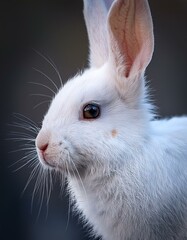 Obraz premium beautiful white bunny, detail of the face, AI generated