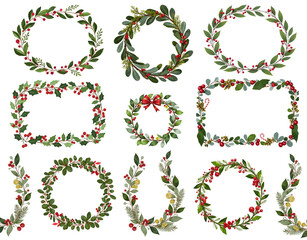Christmas Wreath Bundle full of green leaves and red berries
