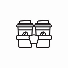 double coffee take away cups holder icon sign vector