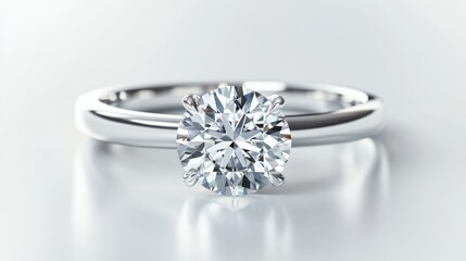 Elegant Diamond Engagement Ring with Pristine Silver Band Design