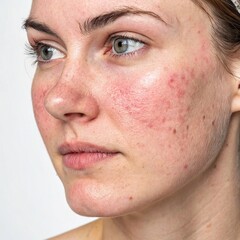 Obraz premium Close-Up of Rosacea Symptoms on Facial Skin