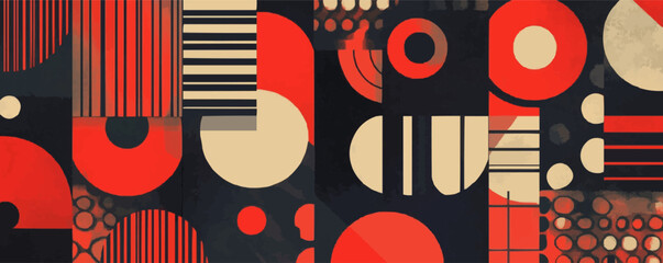 Obraz premium Develop abstract mid-century vector sets with bold shapes and simple lines. Ideal for home decor and digital designs, vector illustration, flat style.