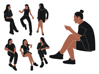 African women sitting, unrecognizable body silhouette