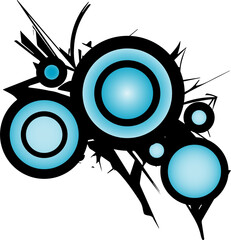 Conception esth&eacute;tique retro urbaine bleu et noir sur fond transparent