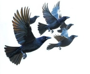 Naklejka premium Crow in flight isolated on white background