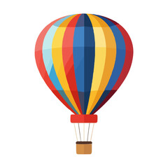 Fototapeta premium Hot air balloon icon flat on white isolated background, vector design.