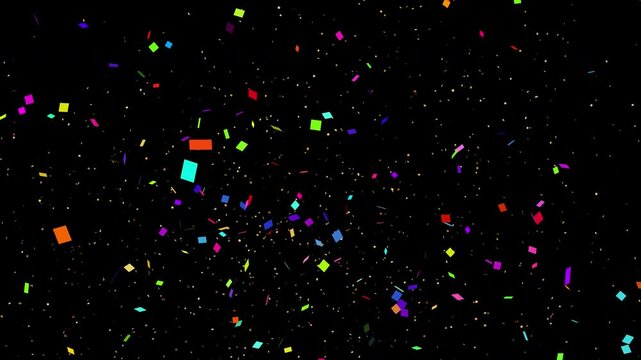 Fun and excitement element for award or holiday videos, festive confetti particles bursting in three ways, alpha png layer included