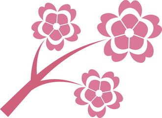 Pink Japanese cherry blossoms vector icon. Flowers, plants, spring, cute, etc.