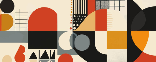 Create mid-century abstract minimal sets with organic shapes and geometric patterns. Ideal for modern wall art and digital graphics, vector illustration, flat style.