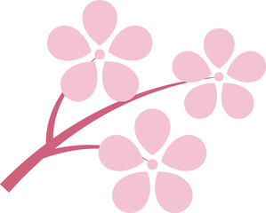 Pink Japanese cherry blossoms vector icon. Flowers, plants, spring, cute, etc.