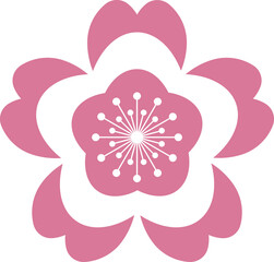 Pink Japanese cherry blossoms vector icon. Flowers, plants, spring, cute, etc.