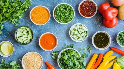 Fresh Colorful Ingredients for Healthy Cooking and Meal Preparation