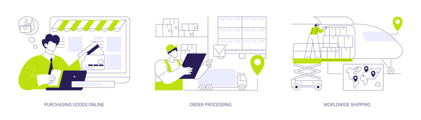 Online retail service abstract concept vector illustrations.