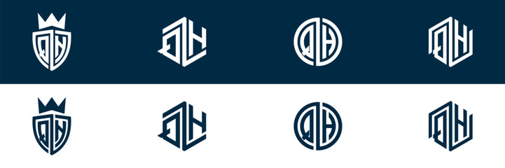 QH HQ letter logo design set