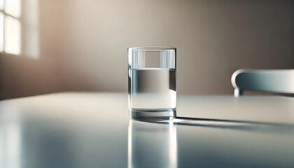 Half-Full Glass of Water in Natural Light, GENERATIVE AI	