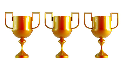 golden steel trophy isolated on transparent background,